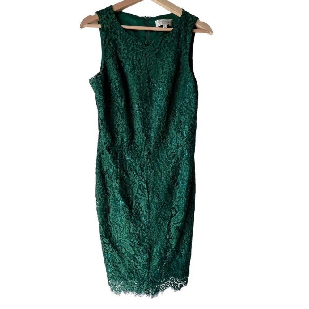 Women's KATHERINE KELLY green floral crew neck sleeveless zipper dress size 8. - Image 4