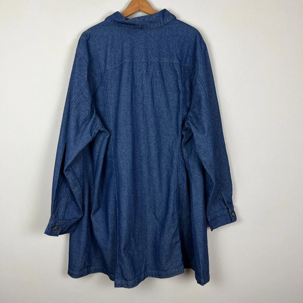 Jessica London Jean Jacket Womens‎ 28W Blue Dark Wash Denim Cotton Longline Plus - Image 7