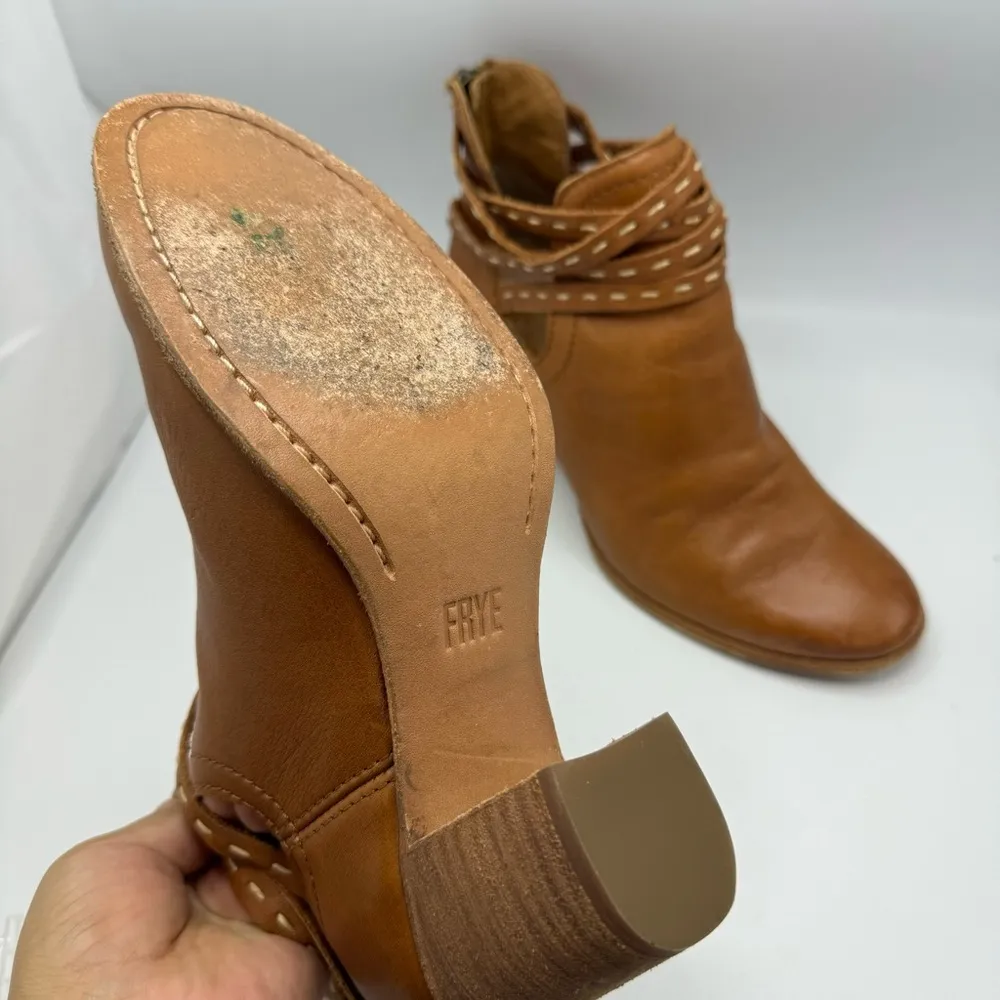 Frye Naomi Pickstitch Shootie Whiskey Brown Leather Ankle Boots Size 7 - Image 7