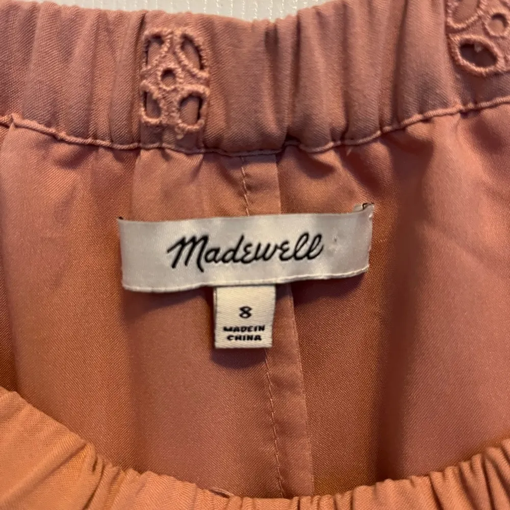 MADEWELL Women's 8 Dusty Rose Eyelet Lace Off The Shoulder Mini
Dress BOHO - Image 3