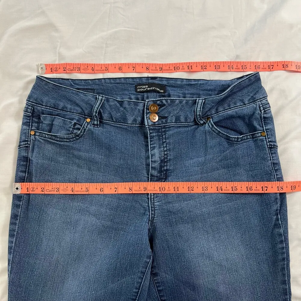 Miss Poured In Blue Women's 12 Skinny Jeans High Rise Light Weight - Image 4