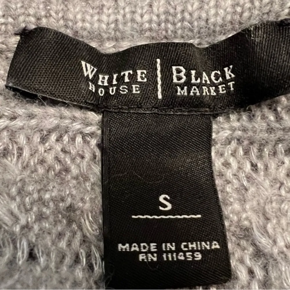 WHBM Sweater Gray Cowl Neck Cableknit S Lunch Brunch Chic Cozy Preppy Office - Image 15