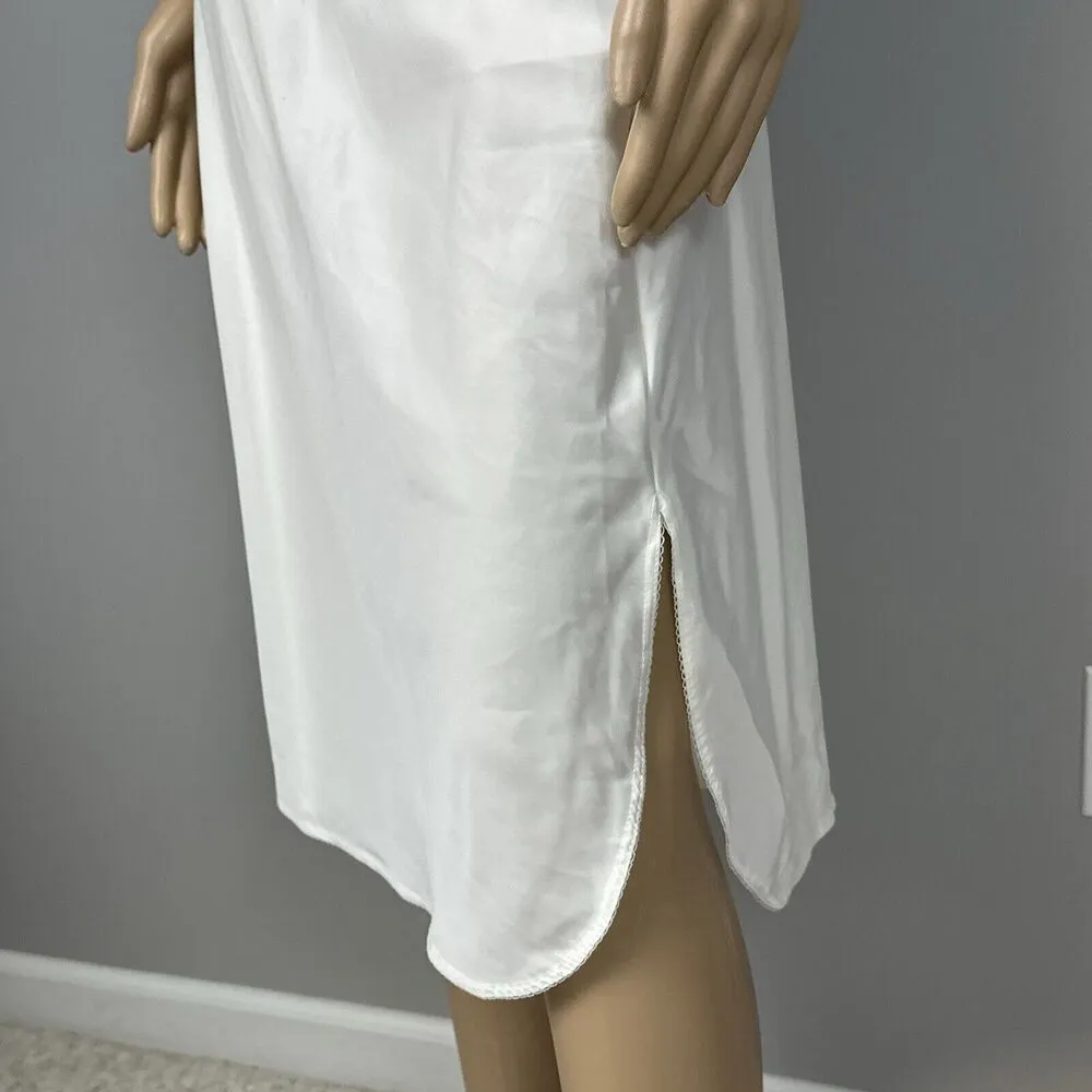 Vintage Vassarette Satin Half Slip Size Small TT Ivory Off White Walking Slit - Image 3