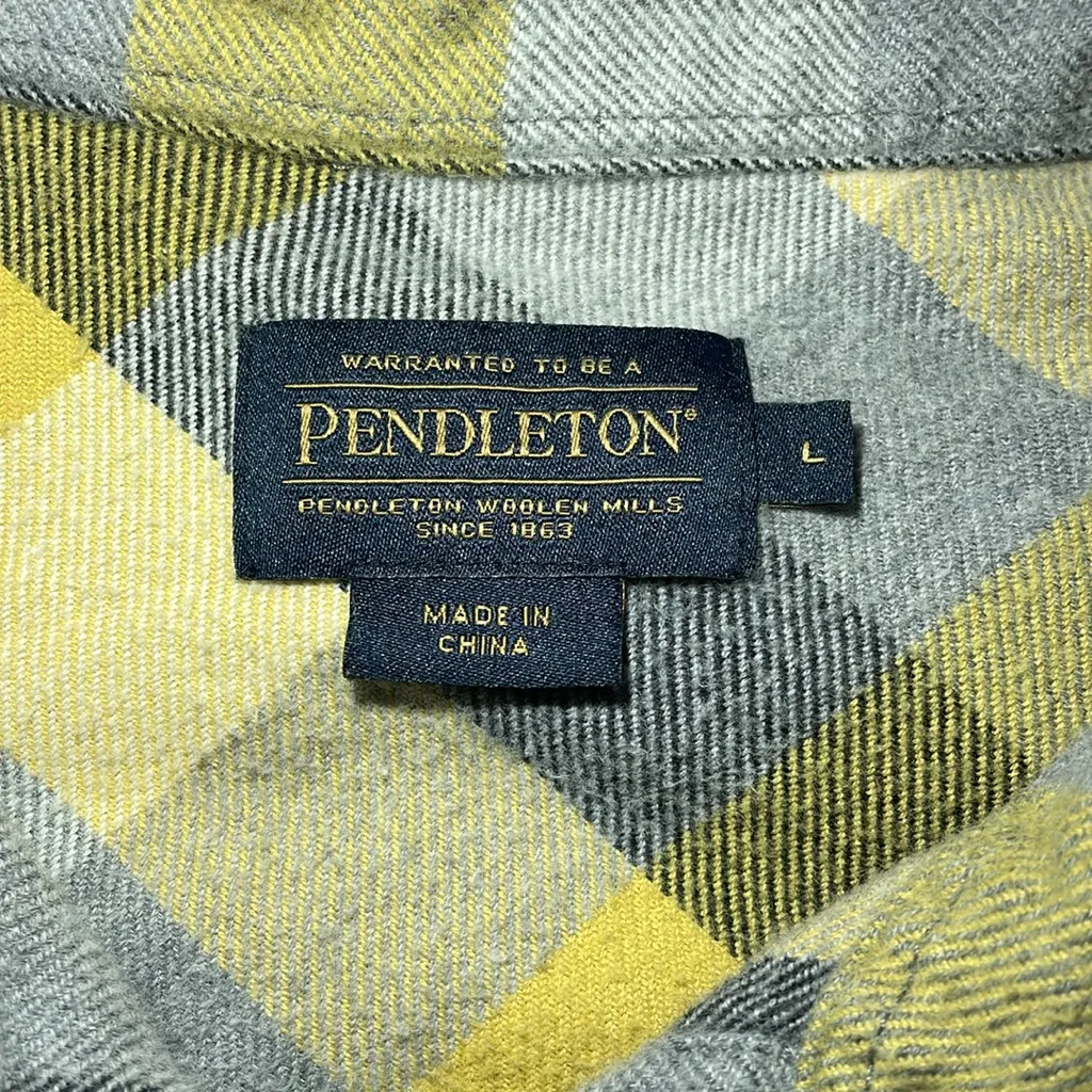 Pendleton Plaid Elbow Patch 100% Cotton Shirt Fall Winter‎ Layering - Image 3