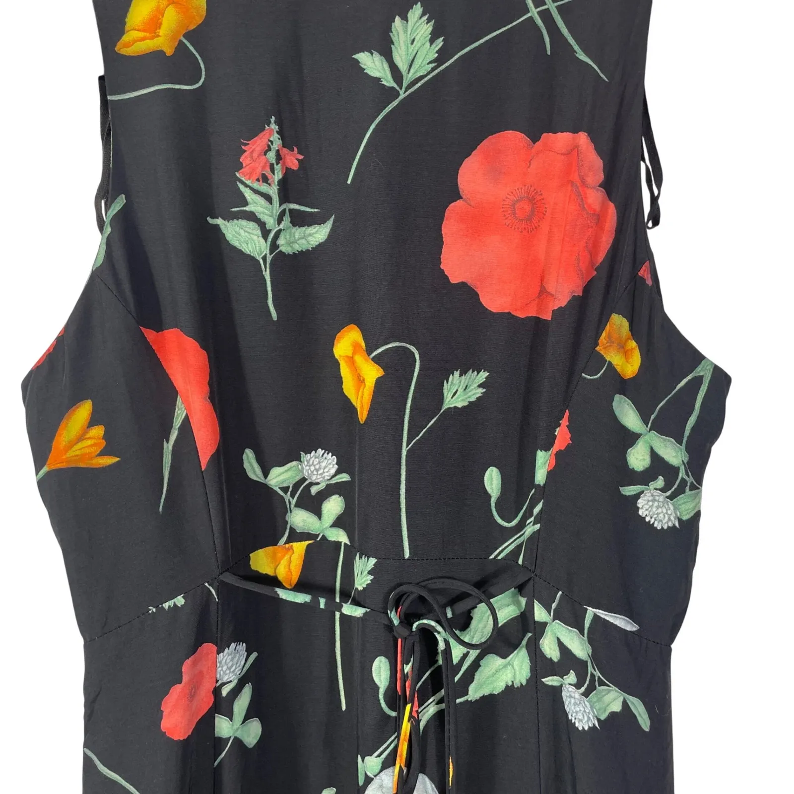 Vintage E.D. Michaels Petite by Dolphin Tandor Maxi Dress Black Floral USA Sz 10 - Image 7