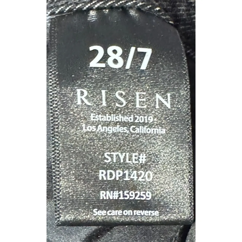 Risen Women's Jeans Mid Rise Raw‎ Hem Skinny RDP1420 Denim Dark Wash Black 28/7 - Image 11