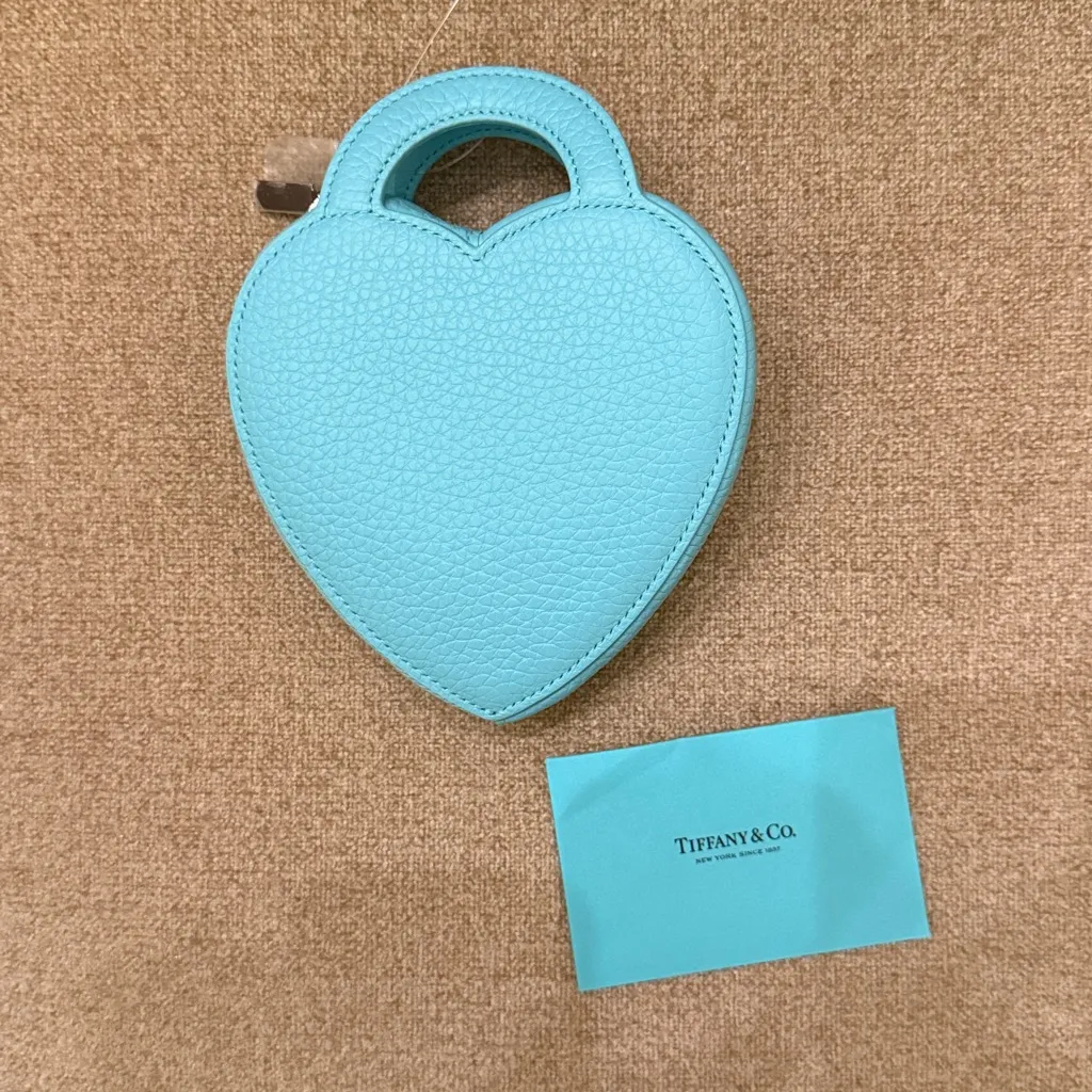 Tiffany & Co. Tiffany Blue Teal Heart-Shaped Mini Top Hand Bag Wristlet New - Image 6