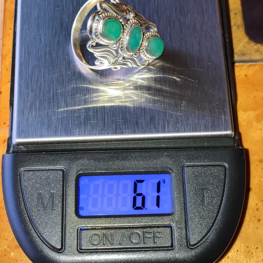 Brazilian Emerald Sterling Silver Ring Size 9 - Image 10