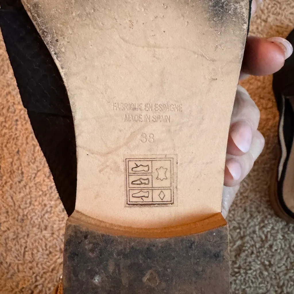 Free People “At Ease” Black Leather Snakeskin Loafer Mules– EU 38 –Made in Spain - Image 4