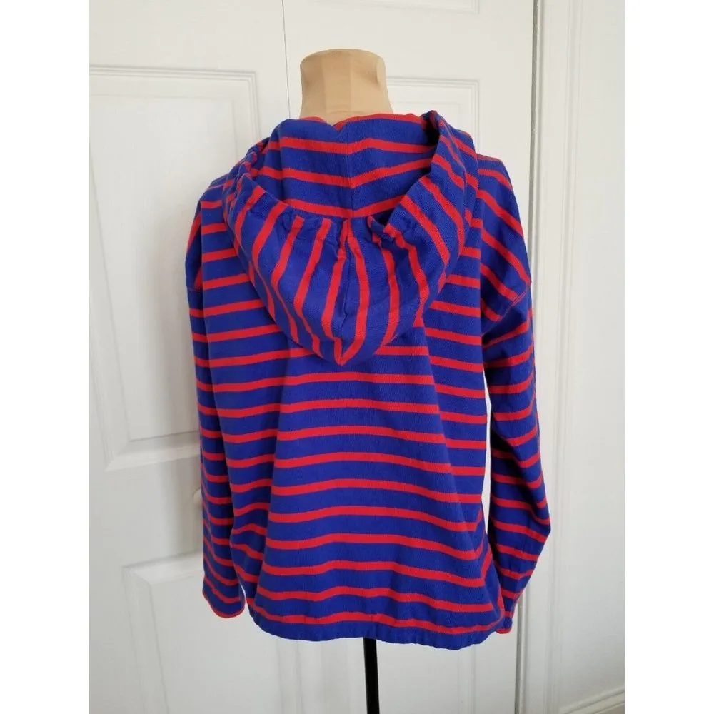 GAP Red Blue Long Sleeve V-Neck Cotton Hoodie Womens Sz (S) - Image 3