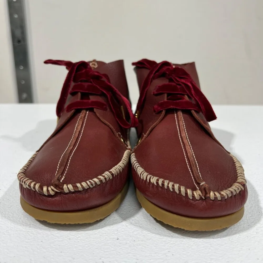 $450 NEW RE/DONE LEATHER MOCCASINS RED SHOES SZ 40 9 - Image 2