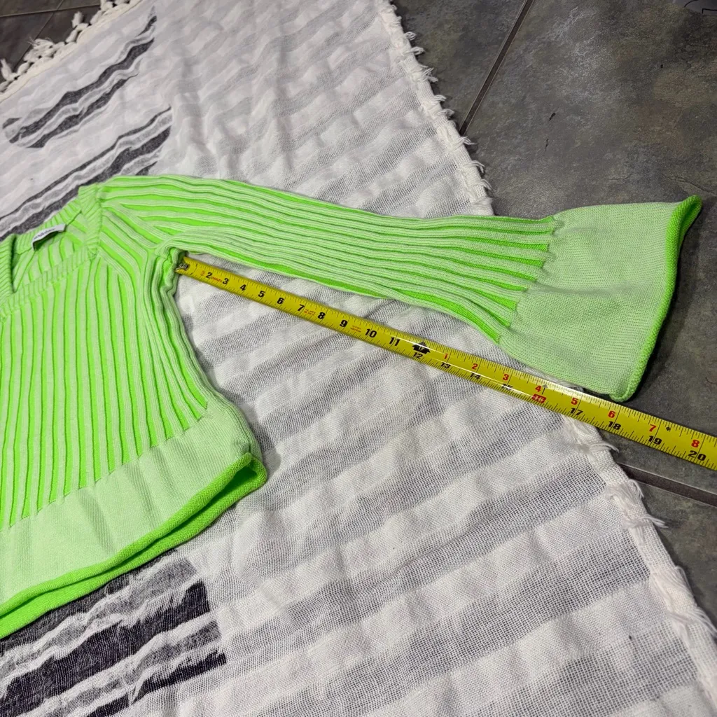 Rodebjer Eshe Rib Knitted Sweater In Techno Green Sz S Funky Retro Party EUC - Image 9