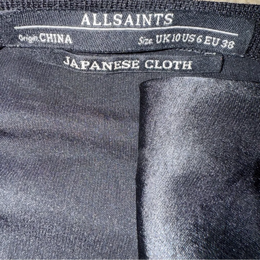 All Saints‎ Black Mixed Media Merino Wool Long Sleeve Top Sz 6 - Image 5