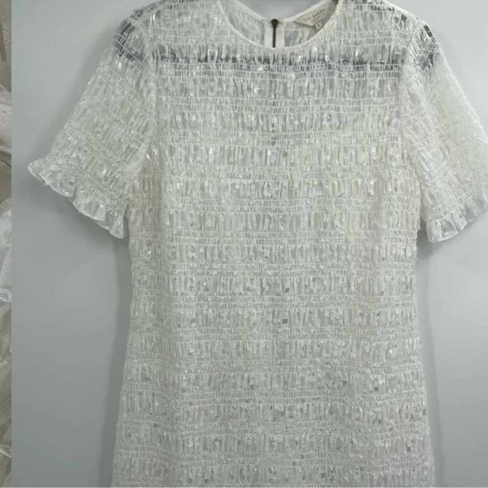 Ted baker London white tildra smoked fit and flare mini dress size large nwt - Image 4