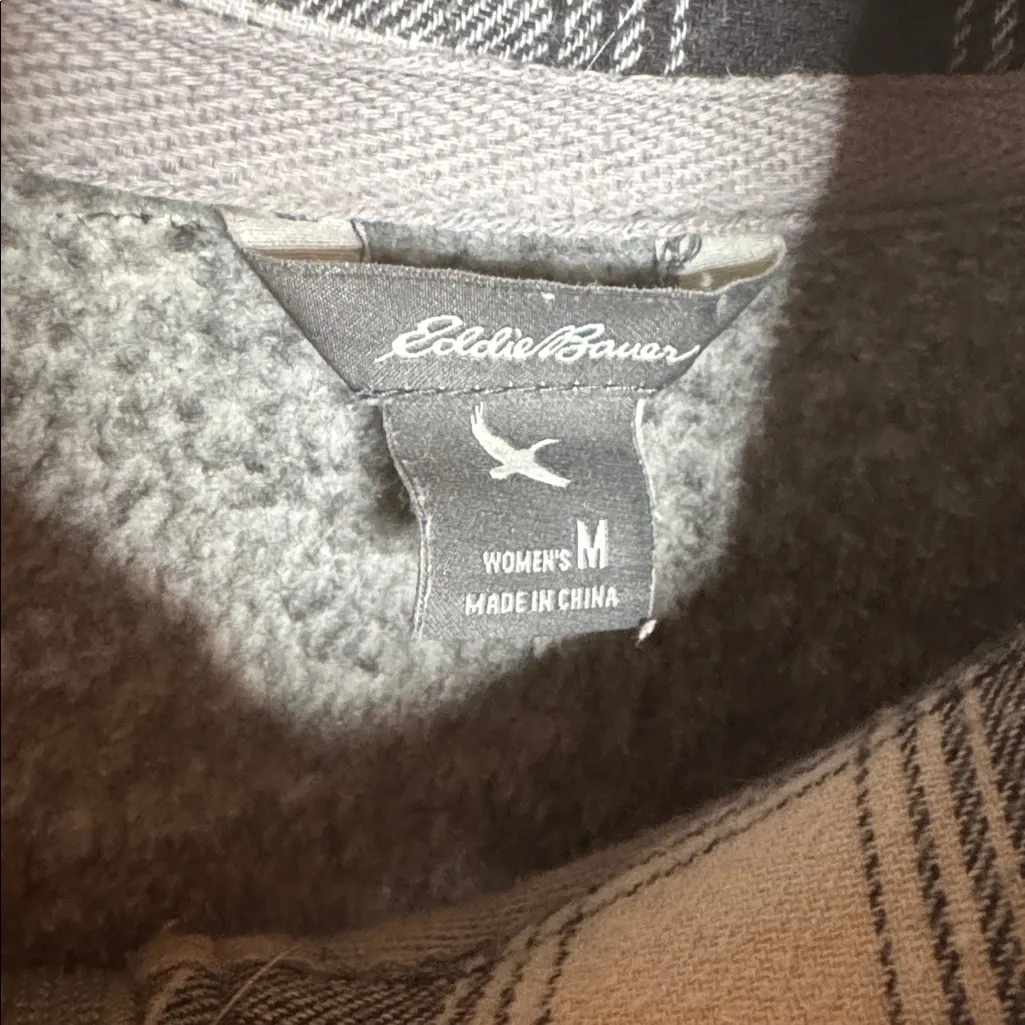 EDDIE BAUER ELBOW PATCHES HOODIE FLEECE SWEATER JACKET HEATHER GRAY SIZE MEDIUM - Image 12