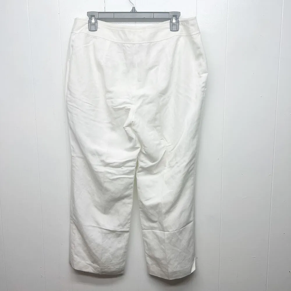 Bandolino Linen Blend White Cropped Pants Women's Size 12 Coastal Breathable - Image 5