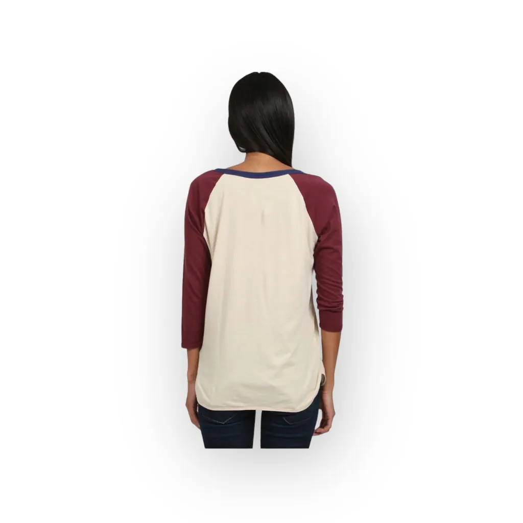 Chaser ✰ Rodeo Star Raglan Baseball Tee 3/4 Sleeve T Shirt ✰ Almond Color Block - Image 4