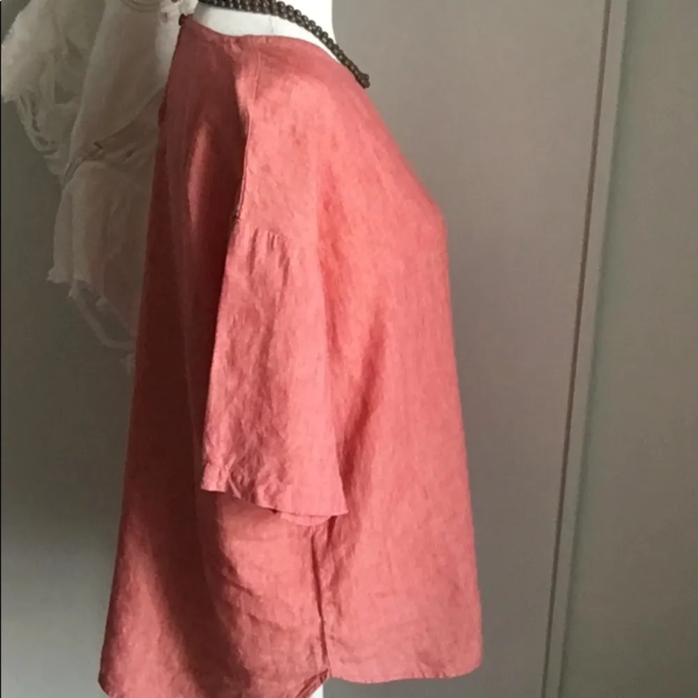 Eileen Fisher Organic Linen Short Sleeve Crew Everyday Essential Shirt - Image 3