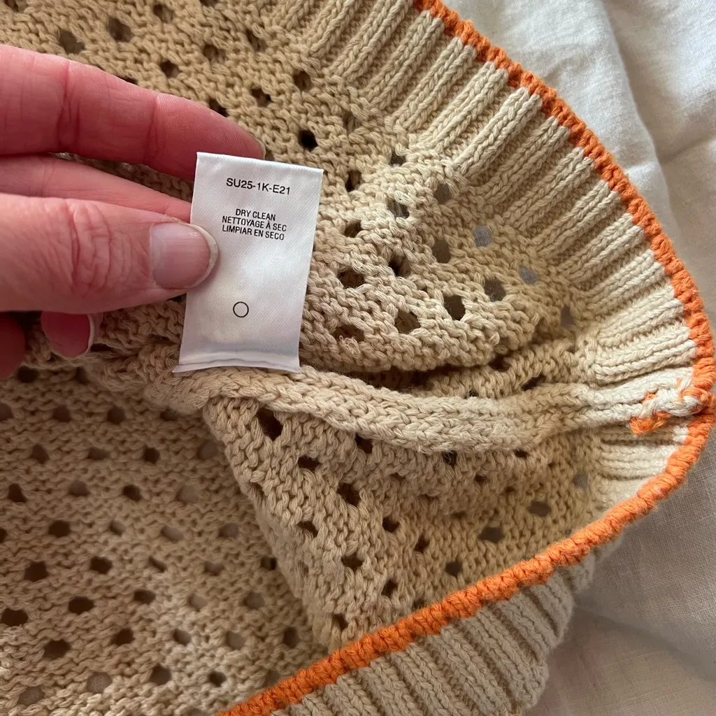 SUNDRY cream crochet orange trim tank heart on back large - Image 6