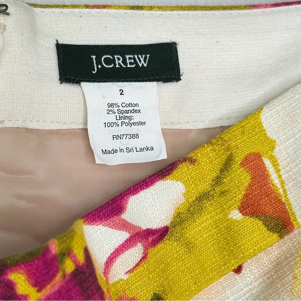 J. Crew Impressionist Floral Abstract Multicolor Pencil Skirt Size 2 Cotton Fun - Image 5