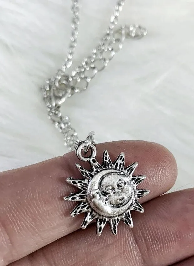 Sun and Moon Necklace Silver - Image 4