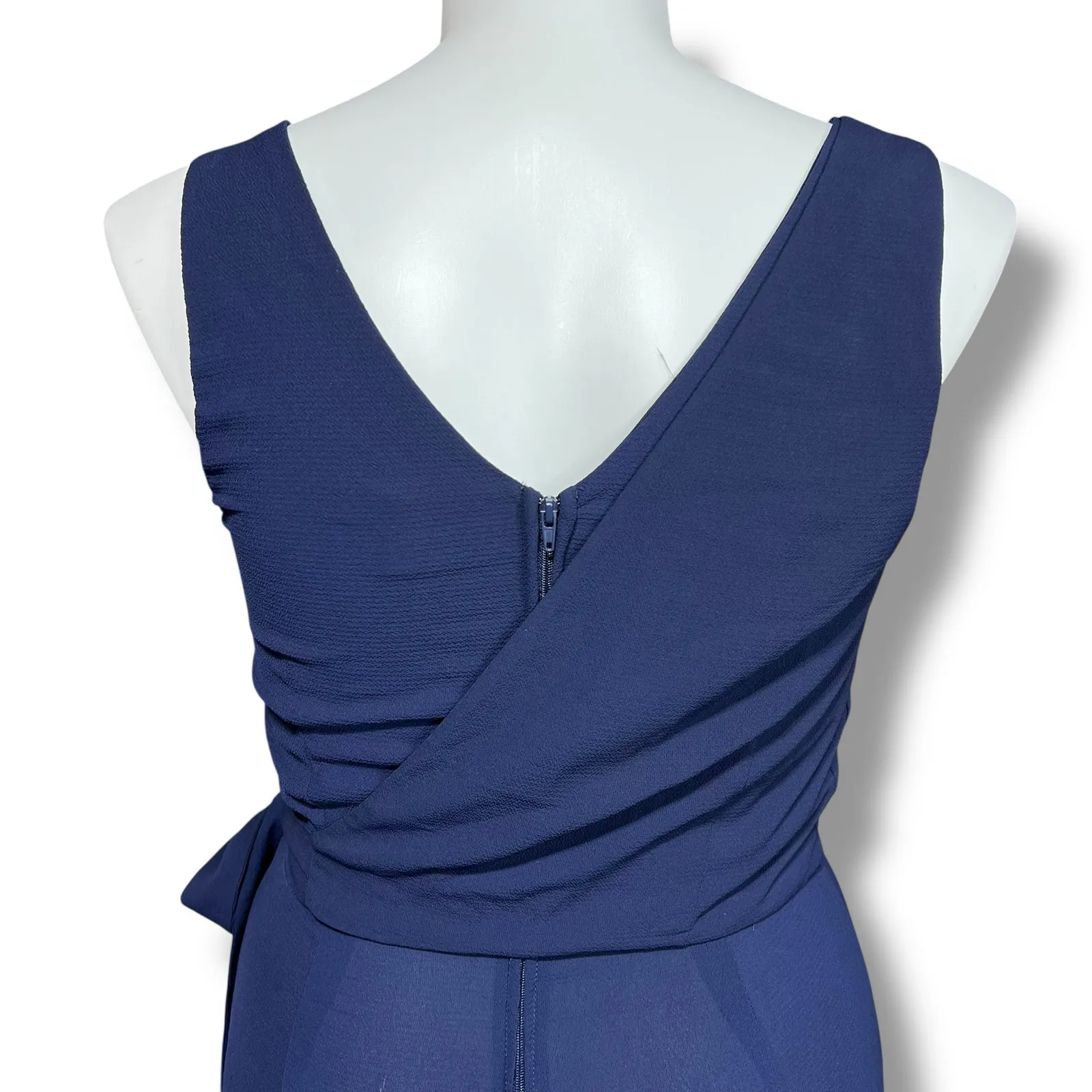 Speechless Womens Jumpsuit Sleeveless V Neck Wide Leg Tie Waist Navy Blue XL - Image 5