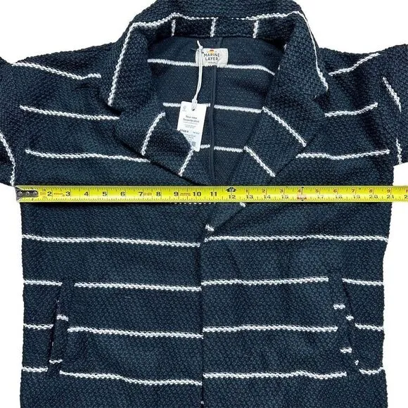 NWT Marine Layer Women's Birdseye Coat Striped Coatigan Open Front Black Size M - Image 6