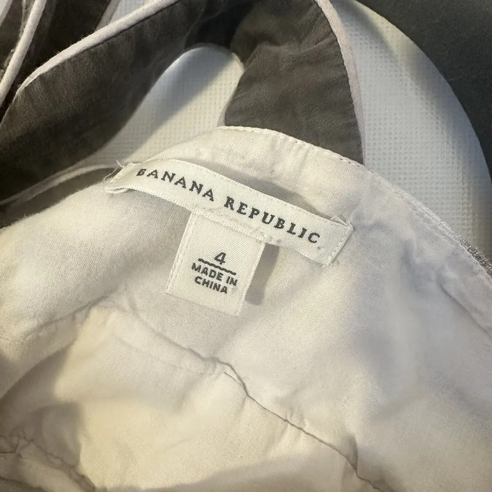 Banana Republic Dress Womens 4 Green Gray Organic Linen Pencil Party Sun… - Image 4