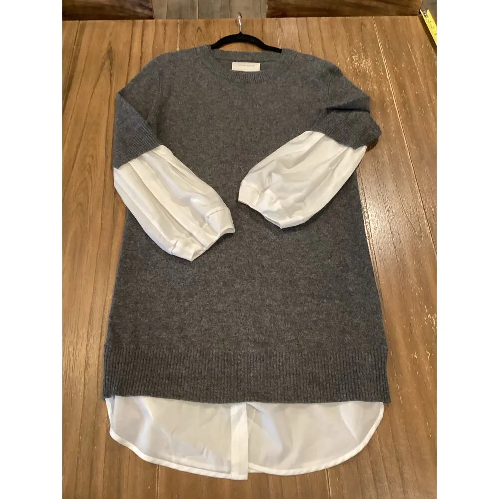 Revolve Brochu Walker Ebella longsleeve Layered cashmere wool Grey Shirt Dress M - Image 5