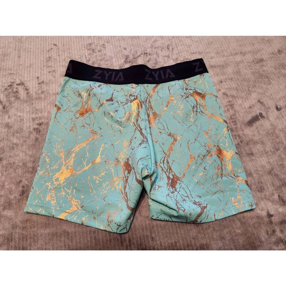 ZYIA BANDED TURQUOISE MARBLE HUSTLE SHORTS SIZE Large L - Image 2