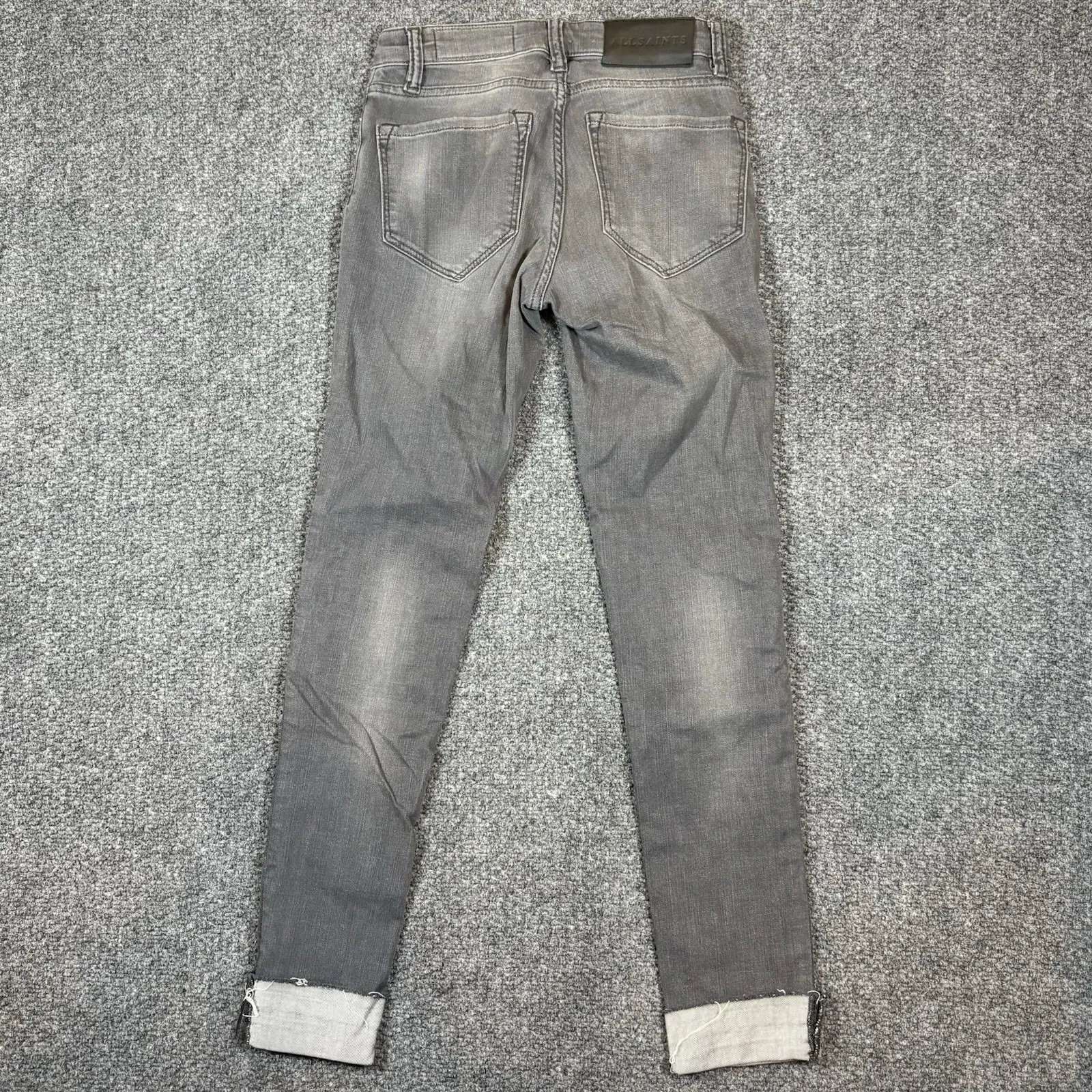 AllSaints Mast Fit Jeans Women's Size W26 Gray Skinny Stretch Cuffed Gray - Image 2