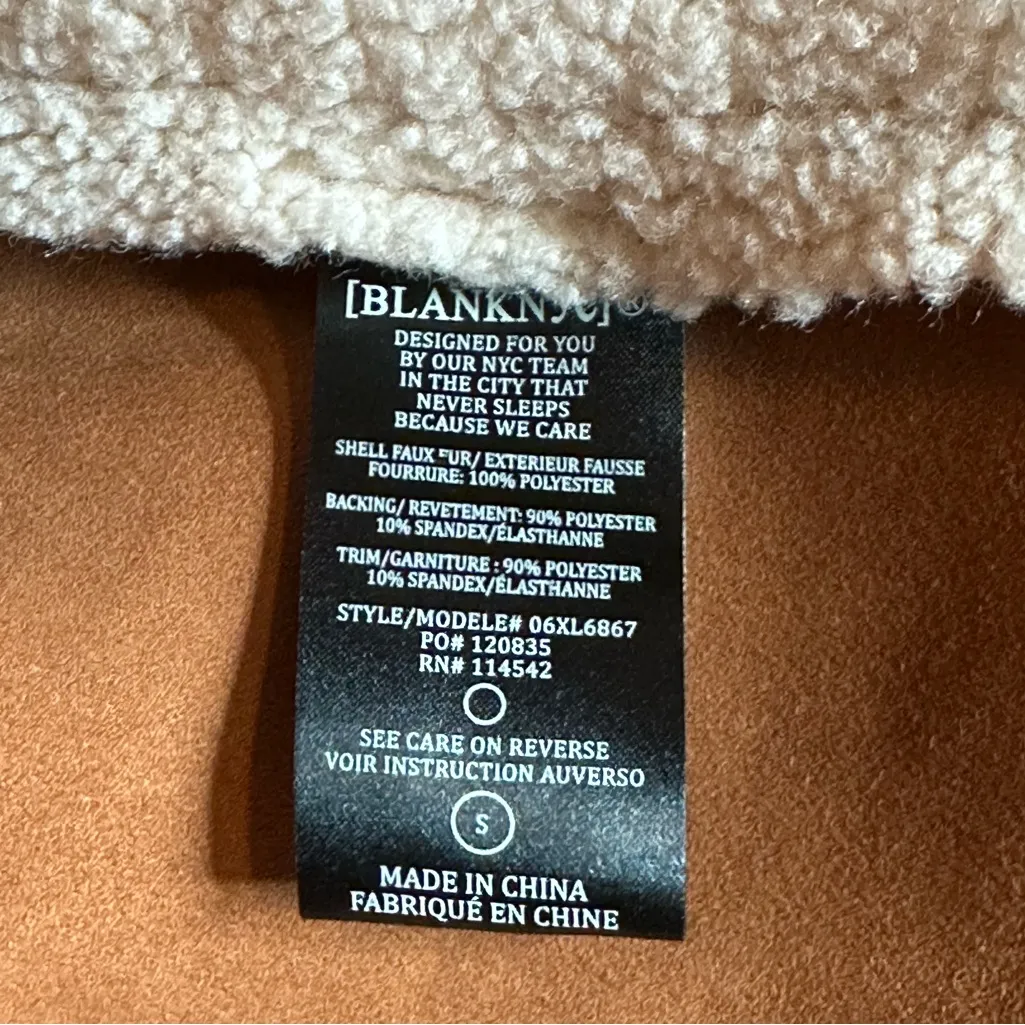 BLANKNYC “Out Of Town” Sherpa Jacket Size Small NWT Cream/Tan NWT - Image 9