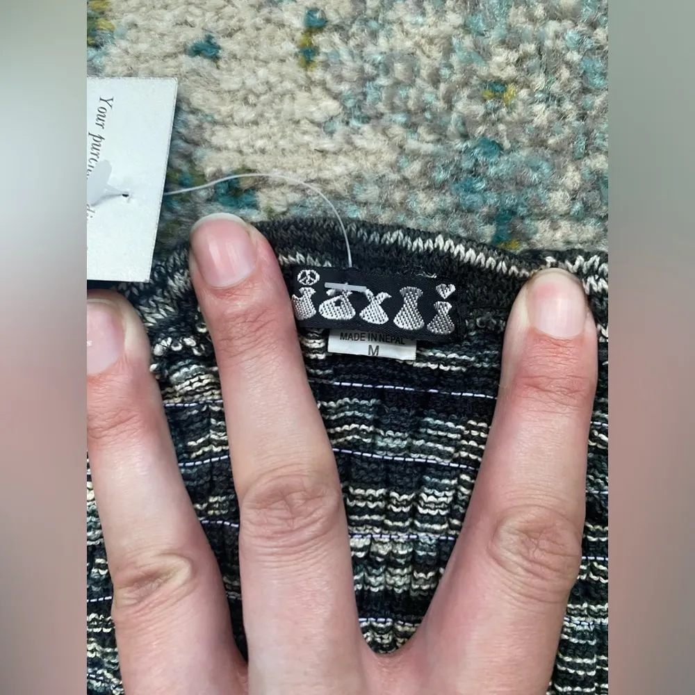 Y2K Jayli black white space dye cotton festival boho tube top, size medium - Image 3