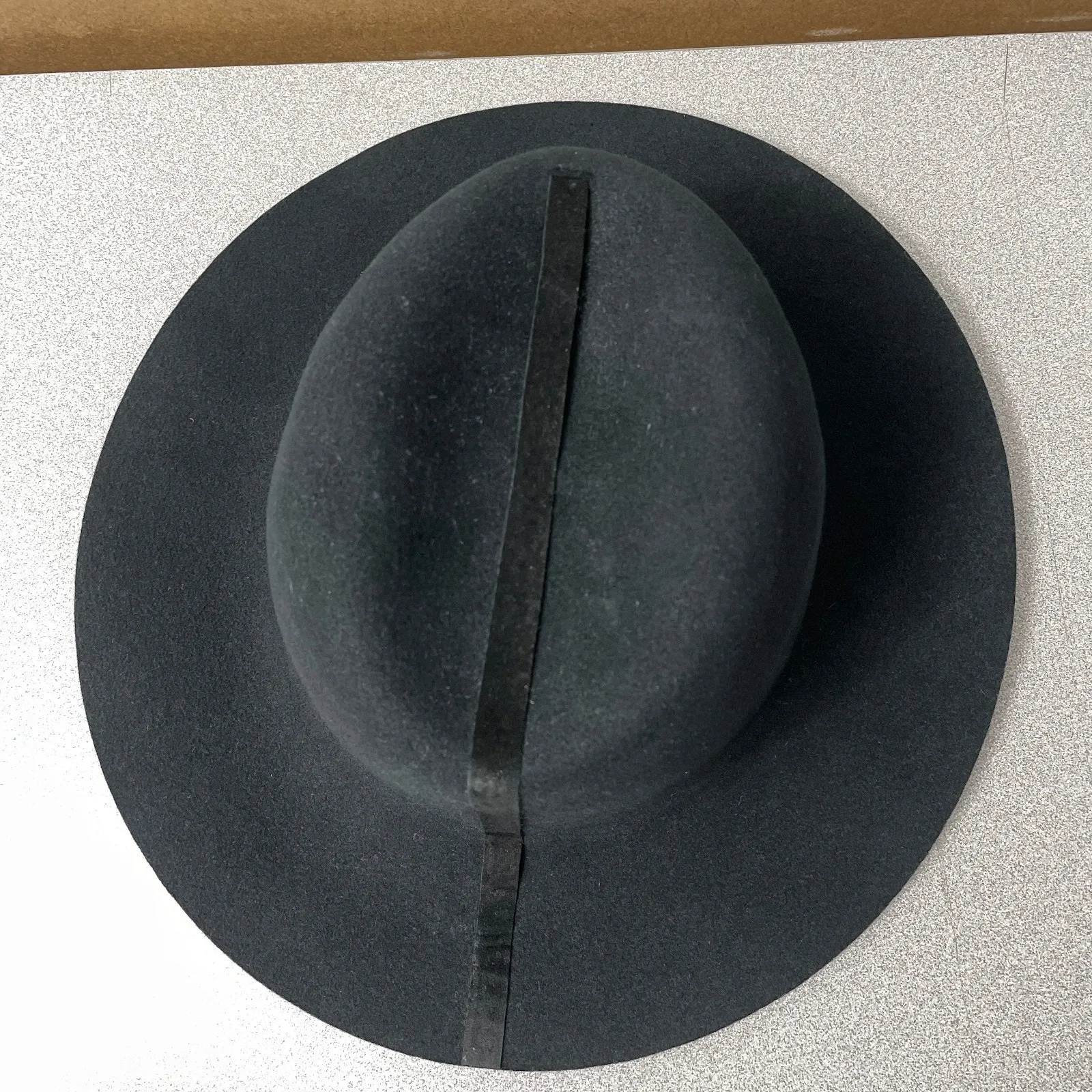 Janessa Leone Wool Fedora Hat Womens Medium Black Wide Brim Ribbon Stripe * - Image 5