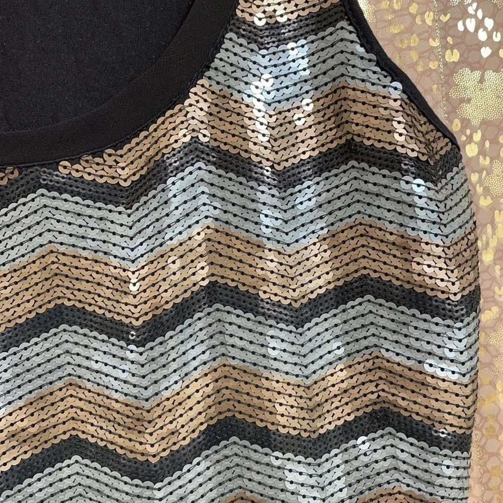 
matte metallic sequin chevron tank top, XS - Image 2
