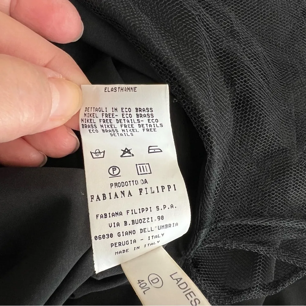 Fabiana Filippi floor length gown, black, layered tulle, Vneck size L Black Size L - Image 7