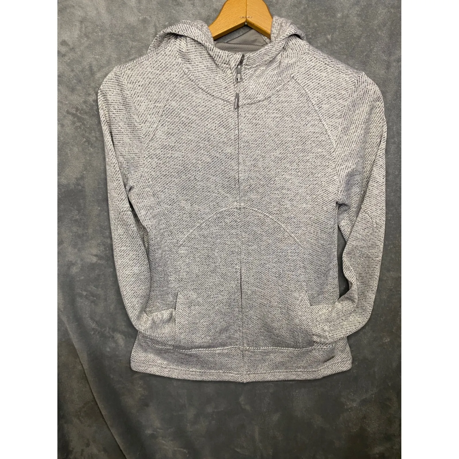 Mondetta Heathered Full Zip Hoodie Jacket Gray Textured Athletic Women's M - Image 7