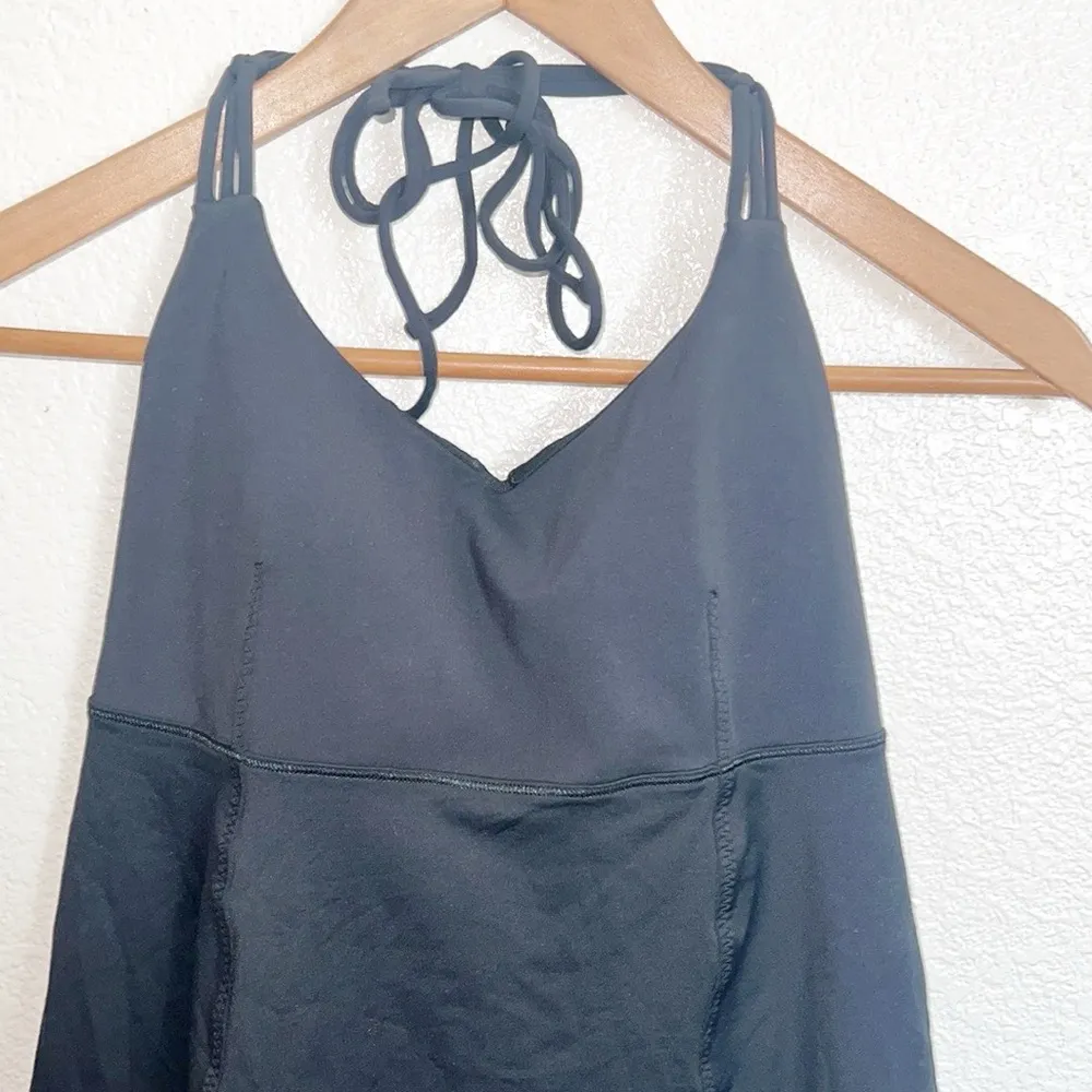 Lululemon Black Built In Bra Open Back Strappy Tie Halter Top - Image 2