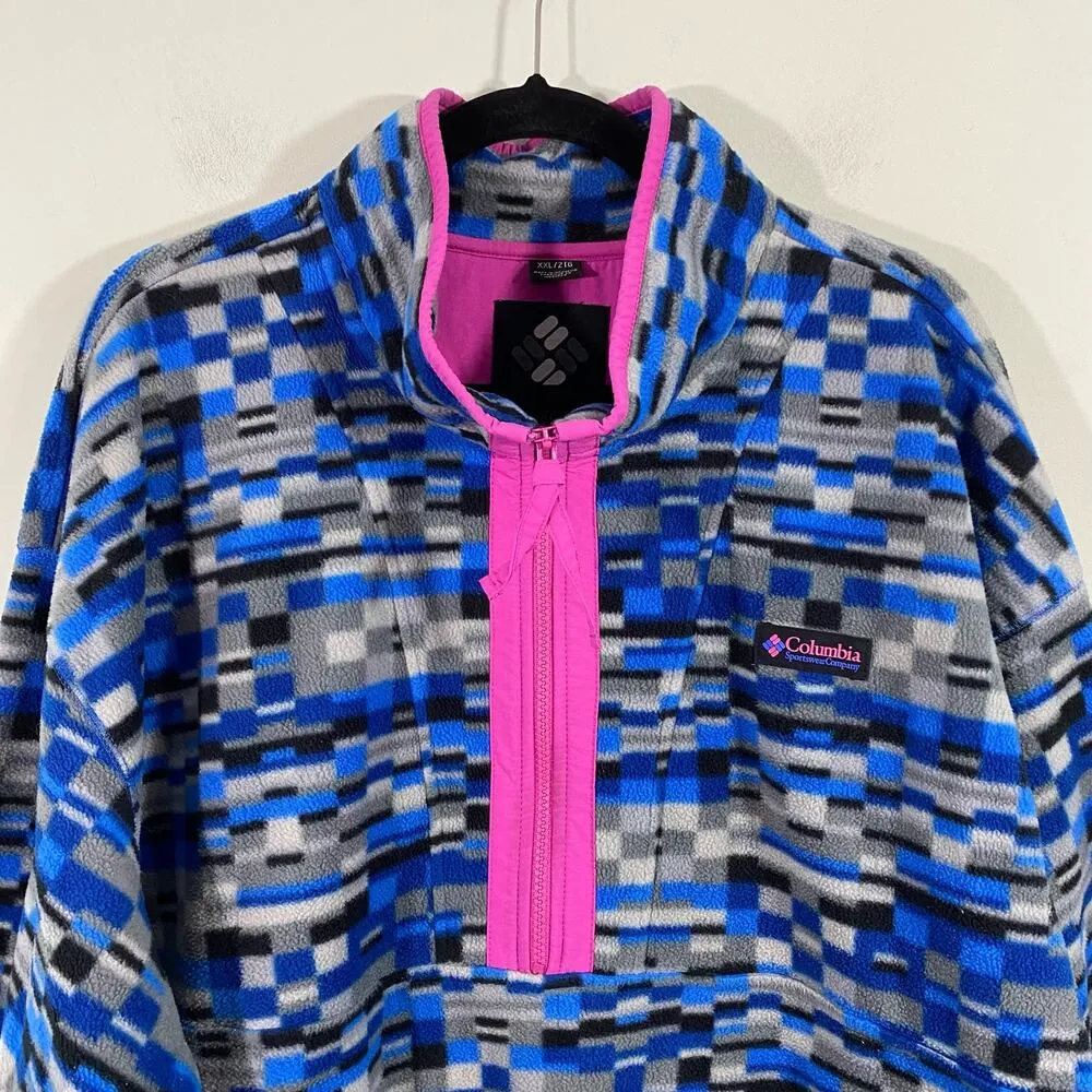 Columbia Women's Blue & Pink Graphics Half Zip Pullover Fleece Size 2XL - Image 2