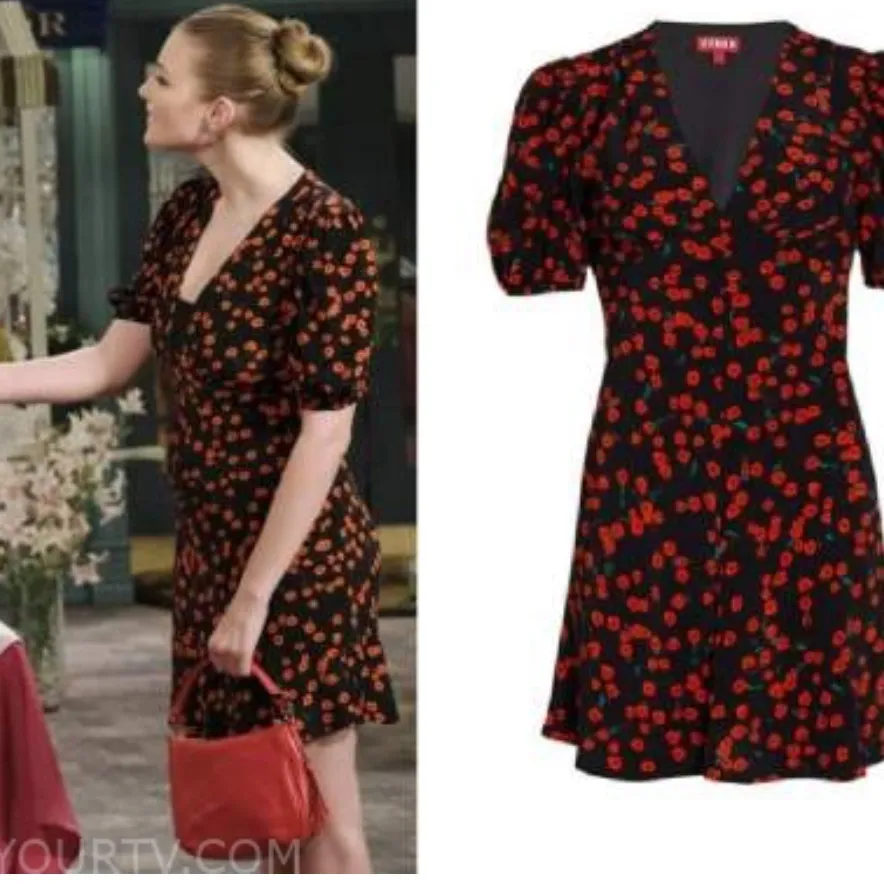 STAUD Milla Black Poppyfields Floral Mini Dress Red Poppy Print Size 8 - Image 12