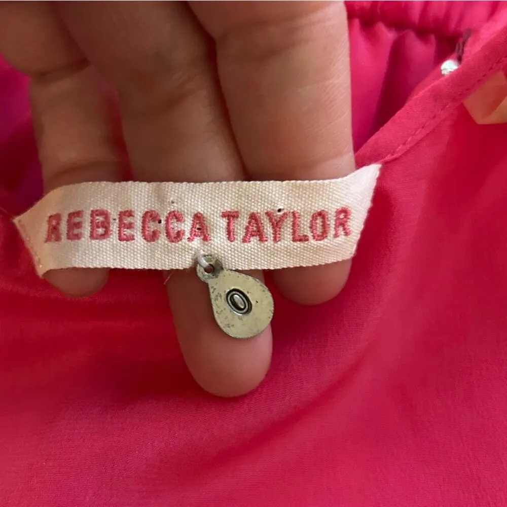 Rebecca Taylor Pink Silk Sequin Ruffle Spaghetti Strap Sleeveless Mini Dress 0 - Image 3