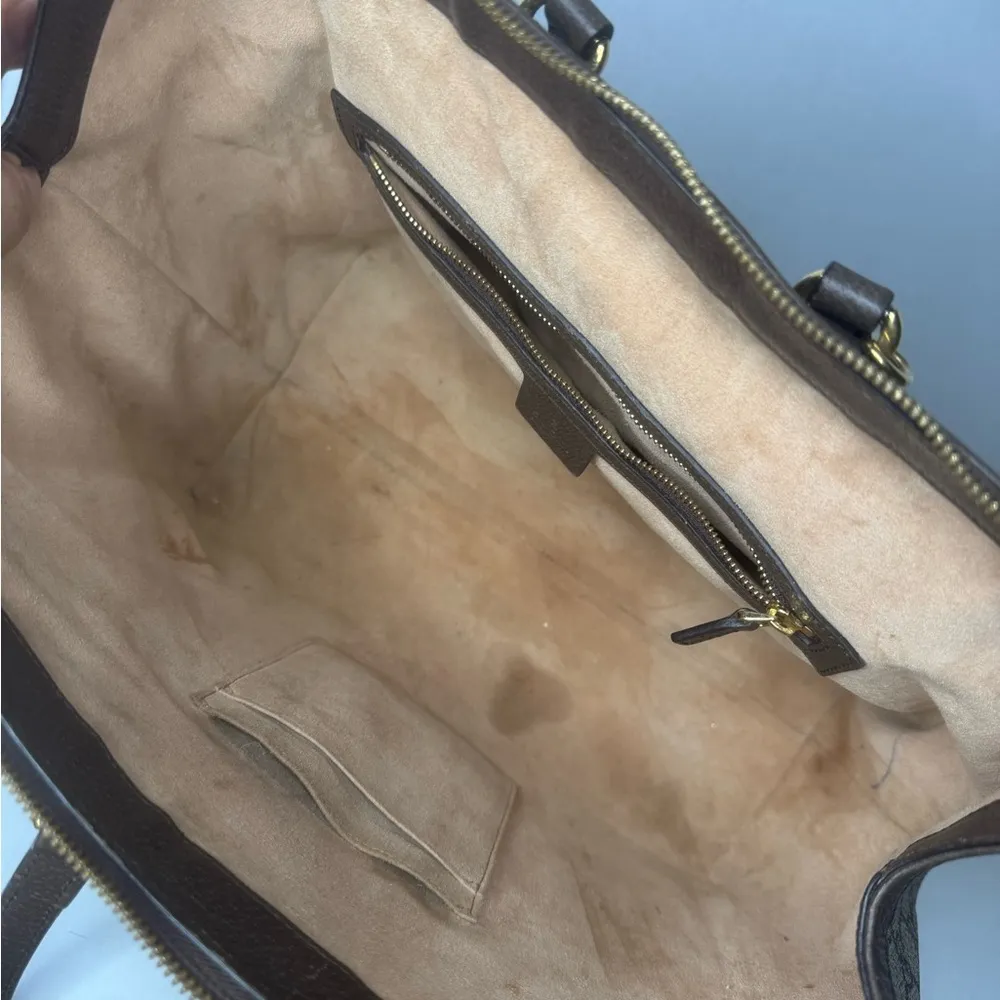 Gucci GG Supreme Monogram Web Medium Ophidia Tote Bag Brown. - Image 8