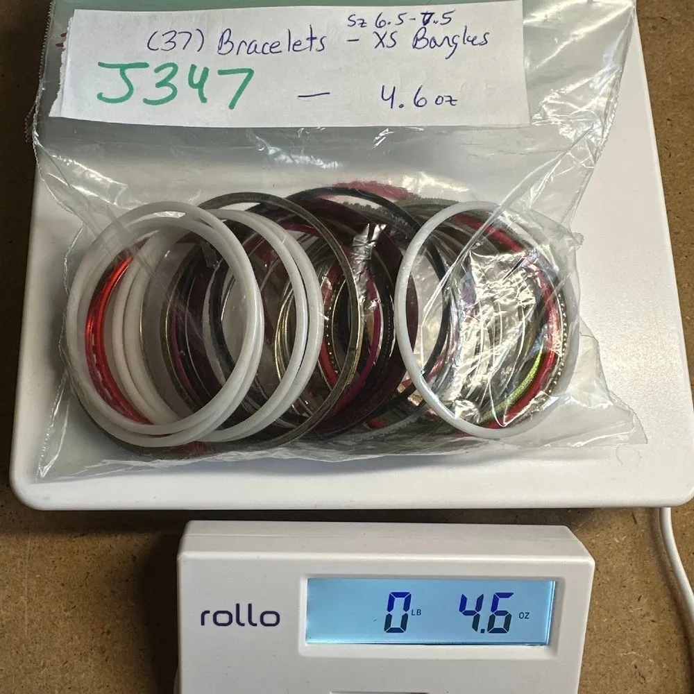 J347 Bulk Bundle of 37 XS Bangles Black - Image 3