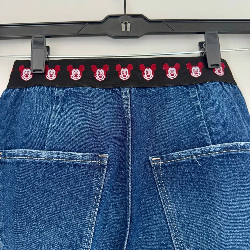 Disney Mickey Mouse Elastic Waistband High Rise Custom Jeans Blue Size 28 - Image 7