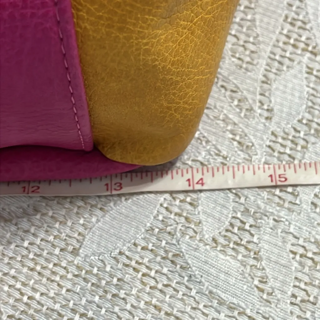 b•o•c Faux Leather Pink Yellow Orange Multicolor Handbag Purse‎ Shoulder Bag - Image 3