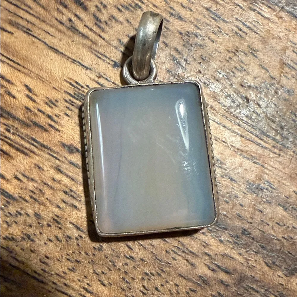 This is a sterling silver moonstone Rectangular Stone Pendant - Image 2