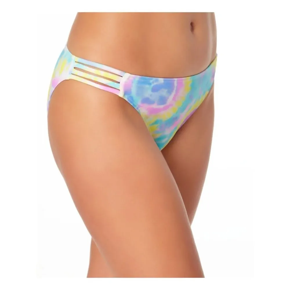 California Waves Bikini Bottom Moderate Coverage Hipster Strappy Tie Dye L - Image 2