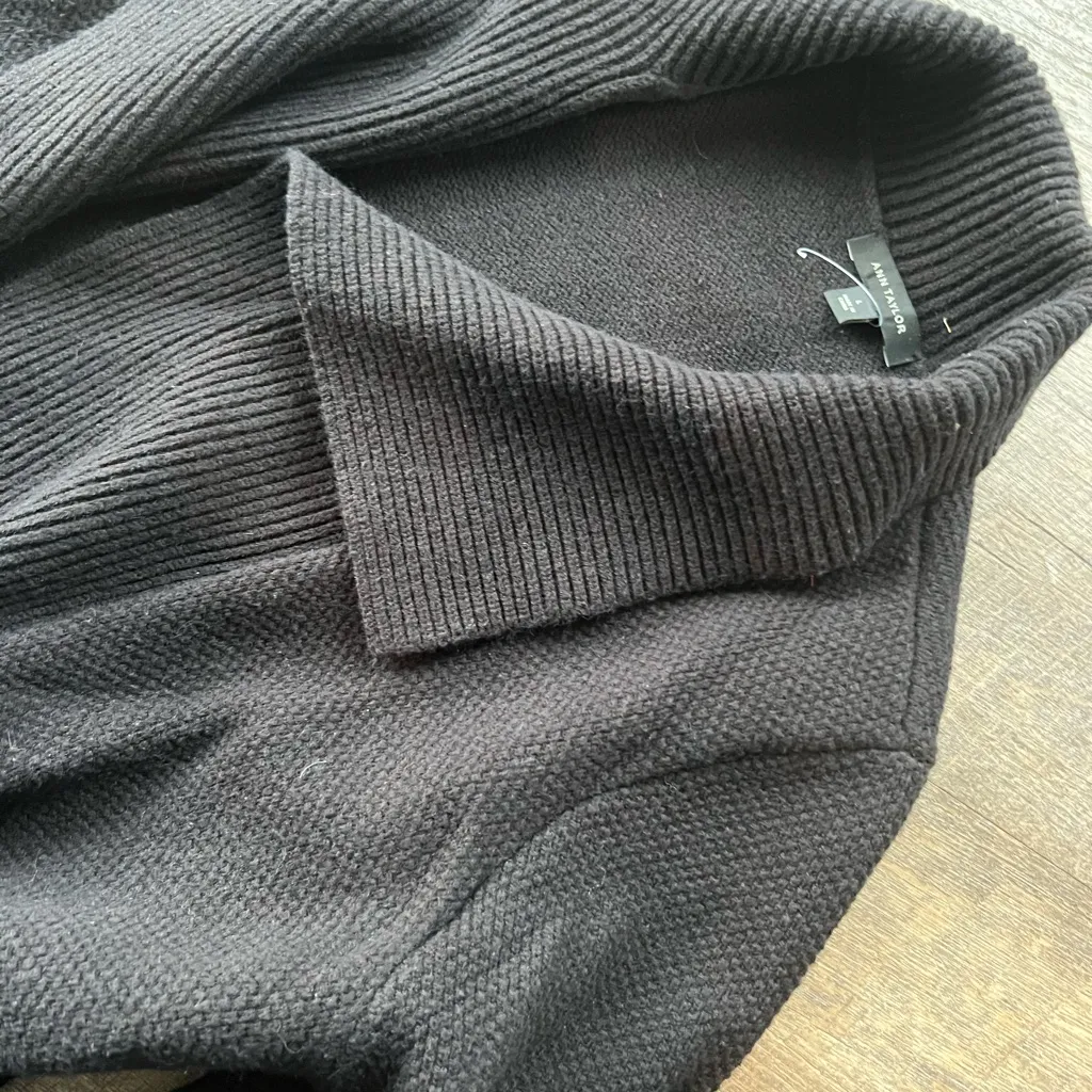 Ann Taylor Black Long Open Front knit Cardigan - Image 6