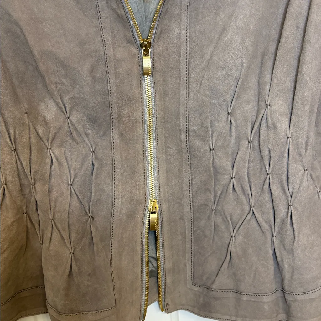 Escada Taupe Goat Suede Leather Moto Jacket | EU 36 / US 4 Designer Luxe Chic Tan - Image 15