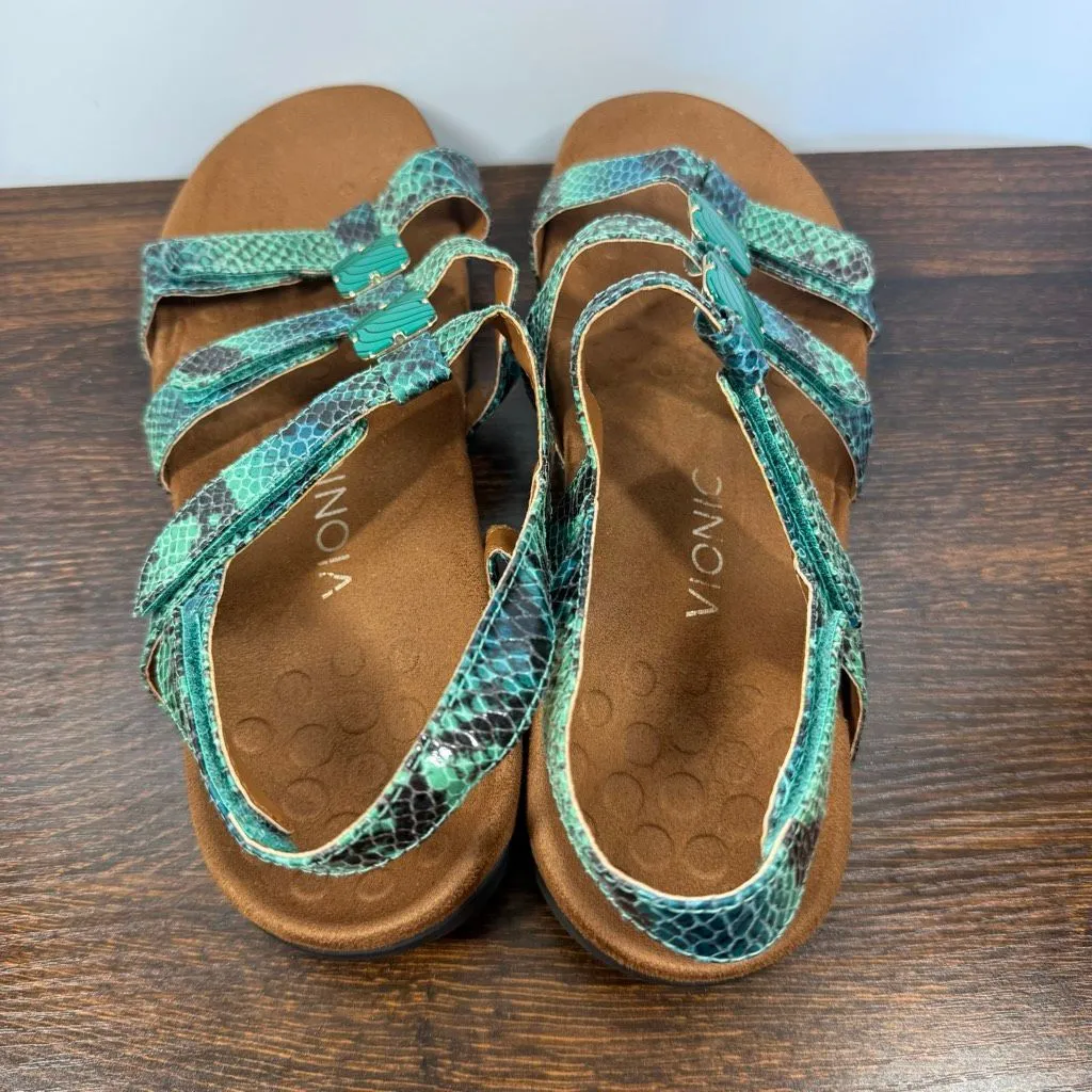 Vionic Women's style amber green stone snakeskin sandal size 10 - Image 6